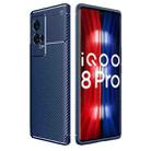 For vivo iQOO 8 Pro Carbon Fiber Texture Shockproof TPU Case(Blue) - 1