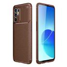 For OPPO Reno6 4G (Indonesia) Carbon Fiber Texture Shockproof TPU Case(Brown) - 1