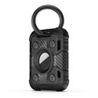 Tank Armor Anti-scratch Shockproof Carbon Fiber TPU Protective Cover Case with Keychain Ring Loop For AirTag(Black) - 1