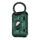 Tank Armor Anti-scratch Shockproof Carbon Fiber TPU Protective Cover Case with Keychain Ring Loop For AirTag(Deep Green) - 1