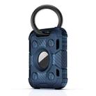 Tank Armor Anti-scratch Shockproof Carbon Fiber TPU Protective Cover Case with Keychain Ring Loop For AirTag(Dark Blue) - 1