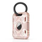 Tank Armor Anti-scratch Shockproof Carbon Fiber TPU Protective Cover Case with Keychain Ring Loop For AirTag(Pink) - 1