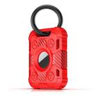 Tank Armor Anti-scratch Shockproof Carbon Fiber TPU Protective Cover Case with Keychain Ring Loop For AirTag(Red) - 1