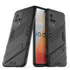 For vivo iQOO 8 Punk Armor 2 in 1 PC + TPU Shockproof Case with Invisible Holder(Black) - 1