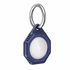 Octagonal Style Anti-scratch Shockproof Carbon Fiber TPU Case with Keychain Ring Loop For AirTag(Blue) - 1