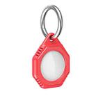 Octagonal Style Anti-scratch Shockproof Carbon Fiber TPU Case with Keychain Ring Loop For AirTag(Red) - 1