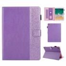 Glitter Powder Stitching Hot-pressed Changing PU Leather Case with Holder & Card Slots & Sleep / Wake-up Function For iPad 9.7 2018 / 2017(Purple) - 1