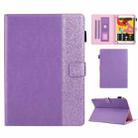 Glitter Powder Stitching Hot-pressed Changing PU Leather Case with Holder & Card Slots For 10 incn Universal Tablet(Purple) - 1