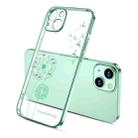 For iPhone 13 Pro Electroplating Diamond Dandelion Pattern TPU Shockproof Protective Case (Green) - 1