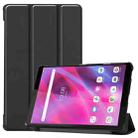 For Lenovo Tab M8 3rd Gen Custer Texture Horizontal Flip Leather Case with Three-folding Holder(Black) - 1