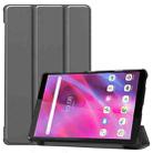 For Lenovo Tab M8 3rd Gen Custer Texture Horizontal Flip Leather Case with Three-folding Holder(Grey) - 1