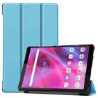 For Lenovo Tab M8 3rd Gen Custer Texture Horizontal Flip Leather Case with Three-folding Holder(Sky Blue) - 1