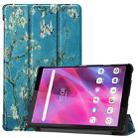 For Lenovo Tab M8 3rd Gen Colored Drawing Pattern Horizontal Flip Leather Case with Three-folding Holder(Apricot Blossom) - 1