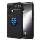 For vivo X70 Metal Ring Holder 360 Degree Rotating TPU Case(Black+Blue) - 1