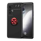 For vivo X70 Metal Ring Holder 360 Degree Rotating TPU Case(Black+Red) - 1