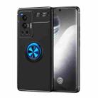 For vivo X70 Pro Metal Ring Holder 360 Degree Rotating TPU Case(Black+Blue) - 1