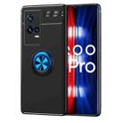 For vivo iQOO 8 Pro Metal Ring Holder 360 Degree Rotating TPU Case(Black+Blue) - 1