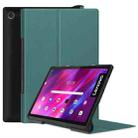 For Lenovo Yoga Tab 11 / YT-J706X Custer Texture Horizontal Flip PU Leather Case with Holder & Sleep / Wake-up Function(Dark Green) - 1