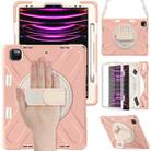 For iPad Pro 12.9 2022 / 2021/ 2020 / 2018  Silicone + PC Protective Tablet Case with Holder & Shoulder Strap(Rose Gold) - 1