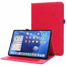 For Xiaomi Pad 5 / 5 Pro Horizontal Flip TPU + Fabric PU Leather Protective Case with Name Card Clip(Red) - 1