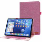 For Xiaomi Pad 5 / 5 Pro Horizontal Flip TPU + Fabric PU Leather Protective Case with Name Card Clip(Rose Red) - 1