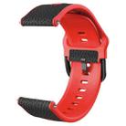 22mm Two-layer Cowhide Leather Watch Band(Black Red) - 1