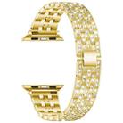 Five-beads Diamond Steel Watch Band For Apple Watch Series 8&7 41mm / SE 2&6&SE&5&4 40mm / 3&2&1 38mm(Gold) - 1