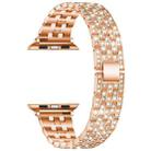 Five-beads Diamond Steel Watch Band For Apple Watch Series 8&7 41mm / SE 2&6&SE&5&4 40mm / 3&2&1 38mm(Rose Gold) - 1