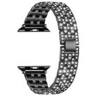 Five-beads Diamond Steel Watch Band For Apple Watch Ultra 49mm / Series 8&7 45mm / SE 2&6&SE&5&4 44mm / 3&2&1 42mm(Black) - 1