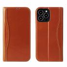 For iPhone 13 Genuine Leather Horizontal Flip Leather Case with Holder & Card Slots & Wallet(Brown) - 1