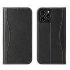 For iPhone 13 Pro Max Genuine Leather Horizontal Flip Leather Case with Holder & Card Slots & Wallet (Black) - 1