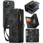 For iPhone 13 mini CaseMe-008 Detachable Multifunctional Horizontal Flip Leather Case with Card Slot & Holder & Zipper Wallet & Photo Frame (Black) - 1