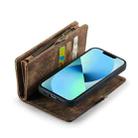 For iPhone 13 mini CaseMe-008 Detachable Multifunctional Horizontal Flip Leather Case with Card Slot & Holder & Zipper Wallet & Photo Frame (Brown) - 7