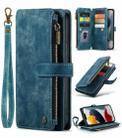 For iPhone 13 Pro CaseMe-C30 PU + TPU Multifunctional Horizontal Flip Leather Case with Holder & Card Slot & Wallet & Zipper Pocket (Blue) - 1