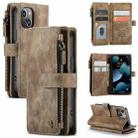 For iPhone 13 mini CaseMe-C30 PU + TPU Multifunctional Horizontal Flip Leather Case with Holder & Card Slot & Wallet & Zipper Pocket (Brown) - 1