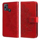 7-petal Flowers Embossing Pattern Horizontal Flip PU Leather Case with Holder & Card Slots & Wallet & Photo Frame For Infinix Smart 5 / Hot 10 Lite / X657(Red) - 1