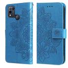 7-petal Flowers Embossing Pattern Horizontal Flip PU Leather Case with Holder & Card Slots & Wallet & Photo Frame For Infinix Smart 5 / Hot 10 Lite / X657(Blue) - 1