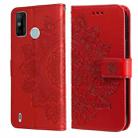 7-petal Flowers Embossing Pattern Horizontal Flip PU Leather Case with Holder & Card Slots & Wallet & Photo Frame For Tecno Spark 6 Go(Red) - 1