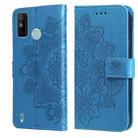 7-petal Flowers Embossing Pattern Horizontal Flip PU Leather Case with Holder & Card Slots & Wallet & Photo Frame For Tecno Spark 6 Go(Blue) - 1