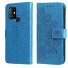 7-petal Flowers Embossing Pattern Horizontal Flip PU Leather Case with Holder & Card Slots & Wallet & Photo Frame For Infinix Hot 10(Blue) - 1
