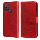 7-petal Flowers Embossing Pattern Horizontal Flip PU Leather Case with Holder & Card Slots & Wallet & Photo Frame For Infinix Hot 10 Play(Red) - 1