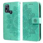 7-petal Flowers Embossing Pattern Horizontal Flip PU Leather Case with Holder & Card Slots & Wallet & Photo Frame For Infinix Hot 10 Play(Green) - 1