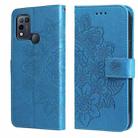 7-petal Flowers Embossing Pattern Horizontal Flip PU Leather Case with Holder & Card Slots & Wallet & Photo Frame For Infinix Hot 10 Play(Blue) - 1