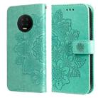 7-petal Flowers Embossing Pattern Horizontal Flip PU Leather Case with Holder & Card Slots & Wallet & Photo Frame For Infinix Note 7 / X690(Green) - 1