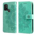 7-petal Flowers Embossing Pattern Horizontal Flip PU Leather Case with Holder & Card Slots & Wallet & Photo Frame For Motorola Moto G30 / G10 / G10 Power / G20(Green) - 1