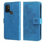 7-petal Flowers Embossing Pattern Horizontal Flip PU Leather Case with Holder & Card Slots & Wallet & Photo Frame For Motorola Moto G30 / G10 / G10 Power / G20(Blue) - 1