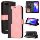 Business Stitching-Color Horizontal Flip PU Leather Case with Holder & Card Slots & Photo Frame For Tecno Pop 2 F / Pop 2 Power / Itel P13 B1F(Pink) - 1