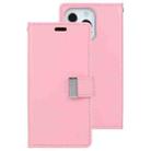 For iPhone 13 Pro GOOSPERY RICH DIARY Crazy Horse Texture Horizontal Flip Leather Case with Holder & Card Slots & Wallet (Pink) - 1
