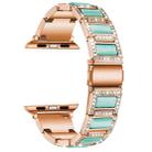 Three-beads Diamond + Gemstone Watch Band For Apple Watch Series 8&7 41mm / SE 2&6&SE&5&4 40mm / 3&2&1 38mm(Rose Gold Blue) - 1