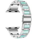 Three-beads Diamond + Gemstone Watch Band For Apple Watch Series 8&7 41mm / SE 2&6&SE&5&4 40mm / 3&2&1 38mm(Silver Blue) - 1